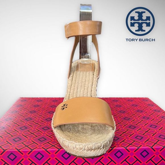Tory Burch Bima 2 Espadrille Wedge 90mm Heel 8(M) Sandal Natural Vachetta $298 - Picture 7 of 14